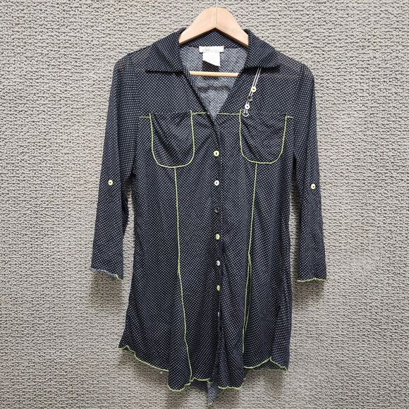 ZOÉ Tops - ZOÉ Women’s Black Polka Dot Button Front Tunic Top Size P/S